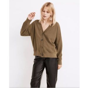 NEW Madewell (Re)sourced Cotton Cardigan in Olive Green, Size M